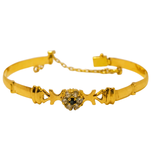 Bracelet Jonc avec Saphirs et Zirconium en Or Jaune 18K