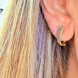 Boucles d'oreilles Dormeuse en Or Jaune et Blanc 18 K