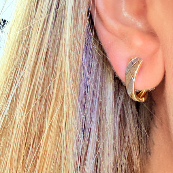 Boucles d'oreilles Dormeuse en Or Jaune et Blanc 18 K