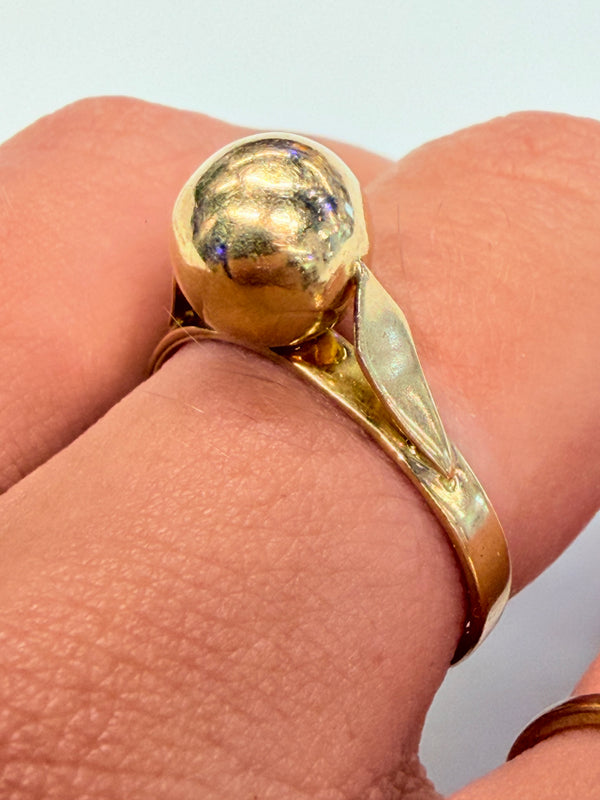 Bague Boule en Or Jaune 18 K - Taille 56