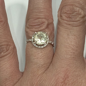 Bague Solitaire Or Gris 18K Mauboussin avec Diamants et Topaze - Taille 51