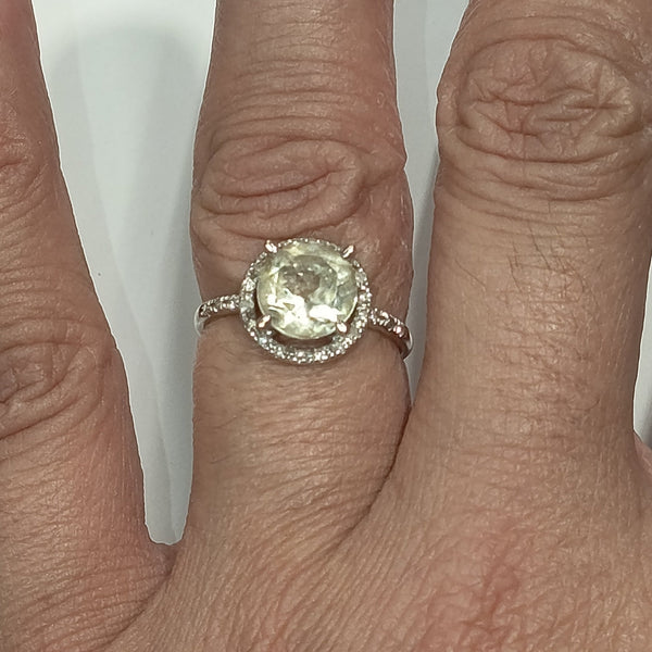 Bague Solitaire Or Gris 18K Mauboussin avec Diamants et Topaze - Taille 51