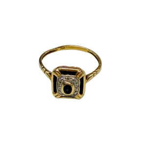 Bague avec Saphir et Diamants en Or Jaune et blanc 18K - Taille 55