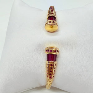 Bracelet Jonc Ouvert en Or Jaune 18k avec Rubis