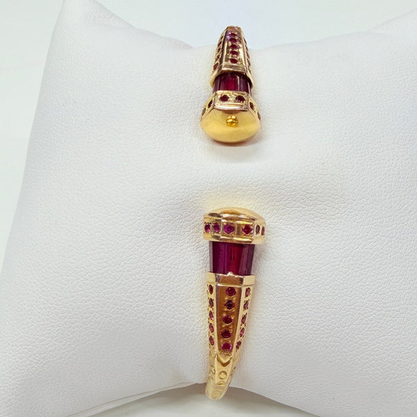 Bracelet Jonc Ouvert en Or Jaune 18k avec Rubis