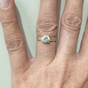 Bague Solitaire en Or Jaune avec Zirconium 18K Taille 51