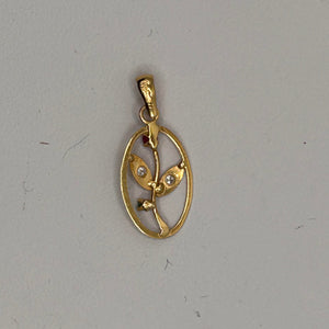 Pendentif en Or Jaune 18K Fleur avec Rubis, Émeraude et Zirconium